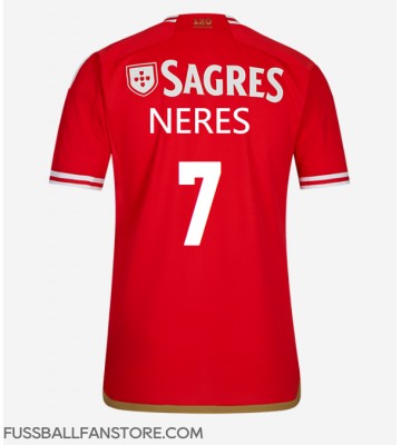 Benfica David Neres #7 Replik Heimtrikot 2023-24 Kurzarm